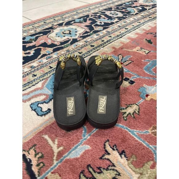 Frisky Black Gold Slip on Sandals size 9 - Picture 3 of 7
